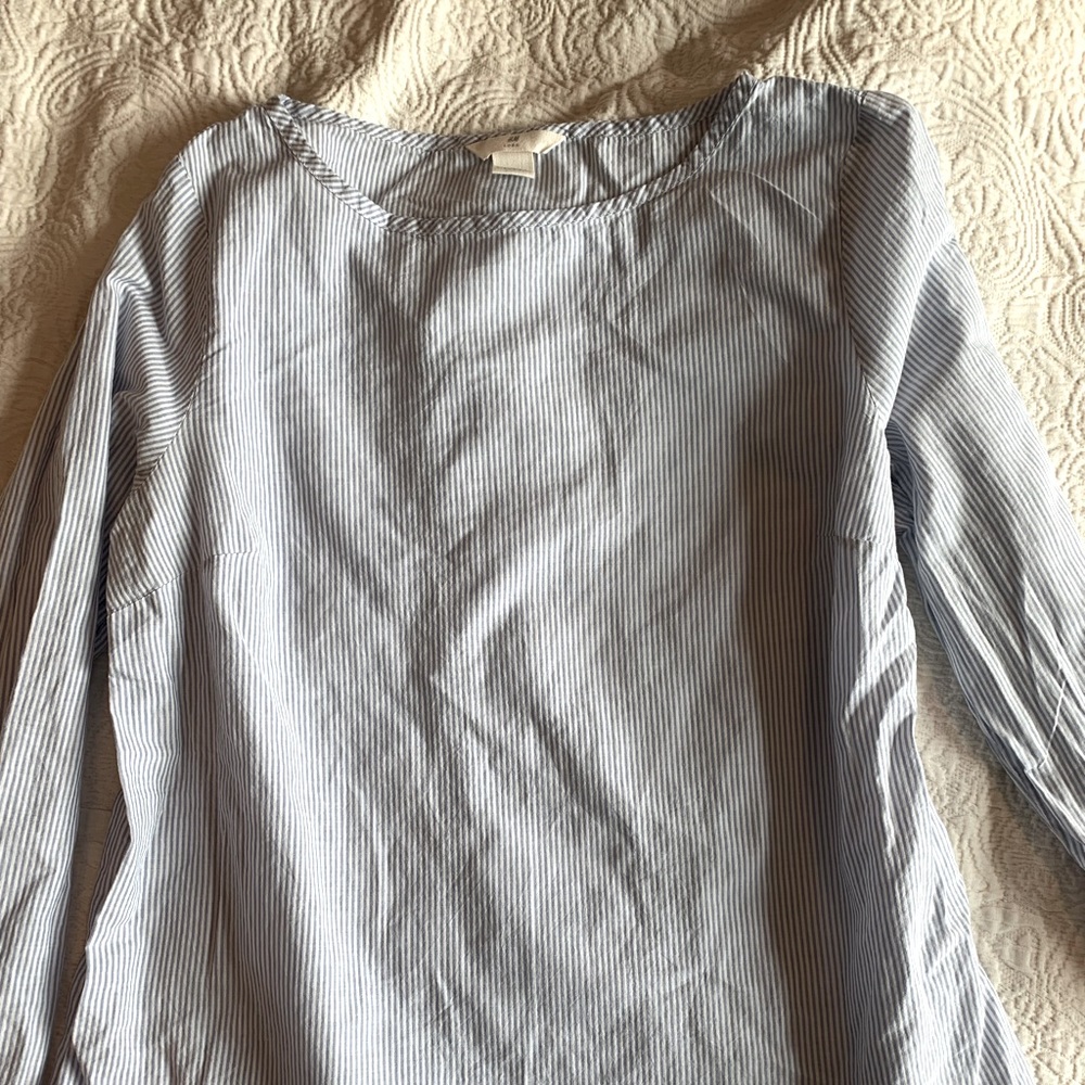 cute blue white stripe business or casual shirt